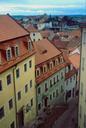 View from inside the palace grounds back down over the town of Meissen.
